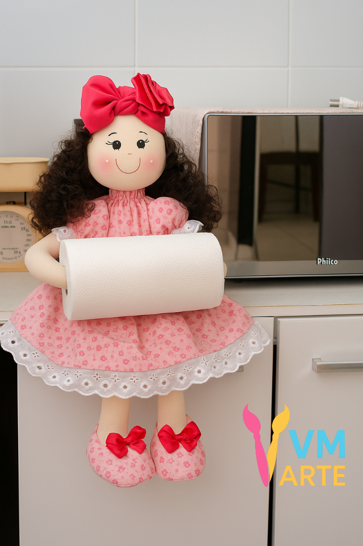 PORTA PAPEL BONECA VM ARTE ARTESANATO
